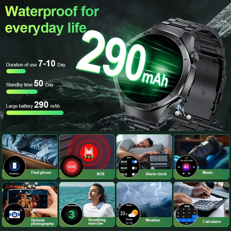 LIGE 1.53-Inch Smartwatch Bluetooth Call IP68 Waterproof 100+ Sports Fitness Blood Pressure Hart Rate Smart Watch For Men Women
