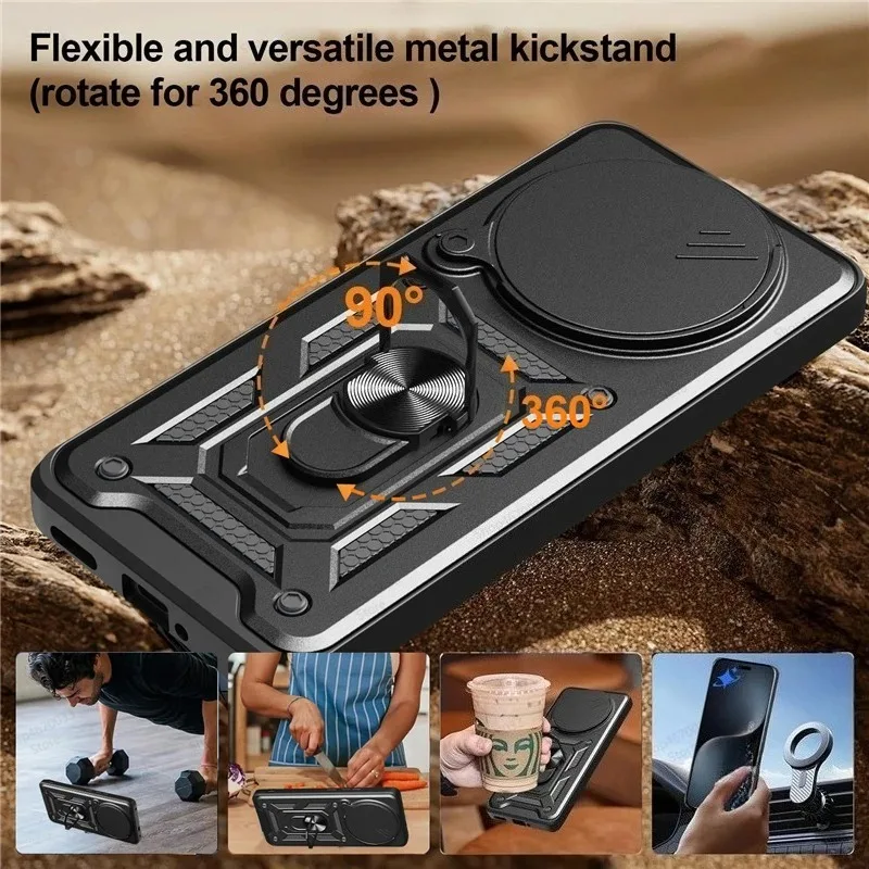 Durable Magnetic Phone Case with Ring Holder and Military Grade Protection