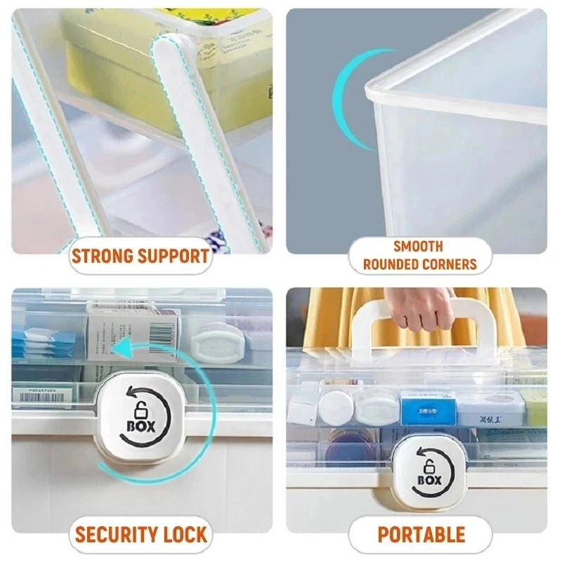 Large Capacity Medicine Box Antibacterial Multi Layers Classification Home Medicine Box First Aid Storage Box Travel Emergency