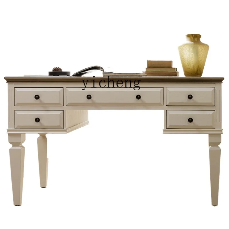 

ZF Solid Wood Desk Office Computer Desk Study Desk All Solid Wood Light Luxury Furniture