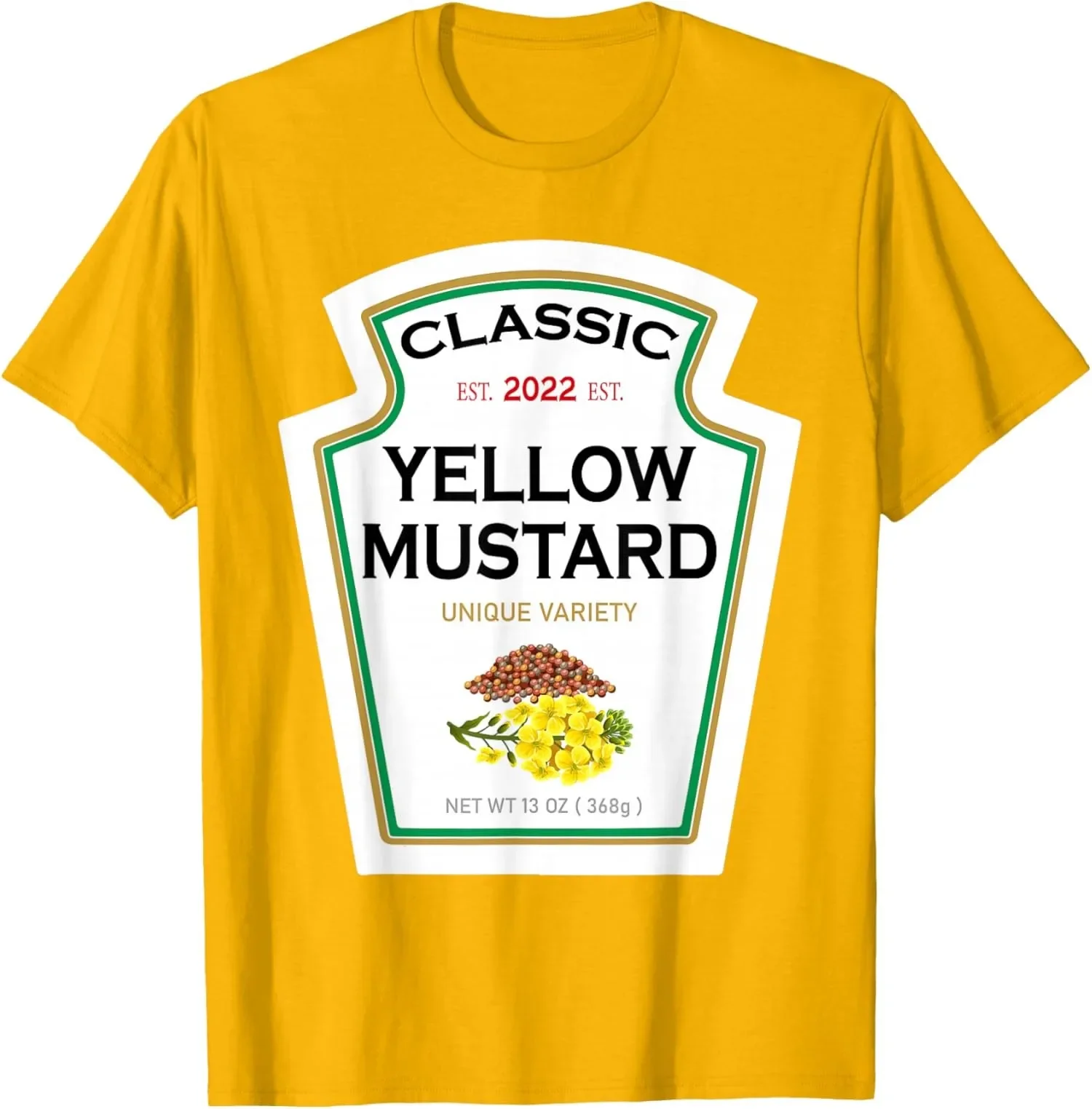 Vintage Yellow Mustard Graphic Unisex Cotton Crewneck T-Shirt