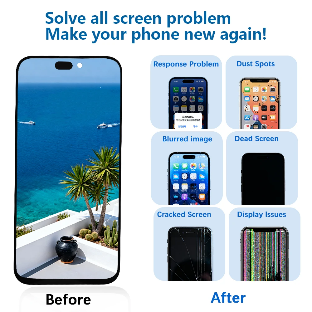شاشة بديلة للشاشة الاصلية لهاتف ايفون 15 جميع الفئ...