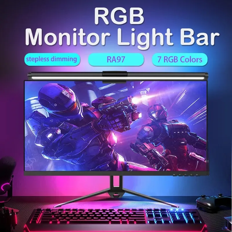 RBG-Lampes de bureau pour moniteur d'ordinateur, lampe LED à gradation,  lumières de bureau magnétiques, barre lumineuse de face en continu pour  écran PC - AliExpress