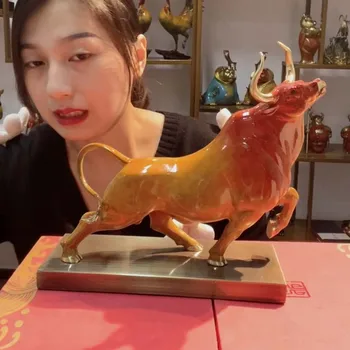 2023 고급 행운의 왕실 재테크 황소 마스코트, 홈 오피스, 회사 장식, 부, 돈, 청동 조각