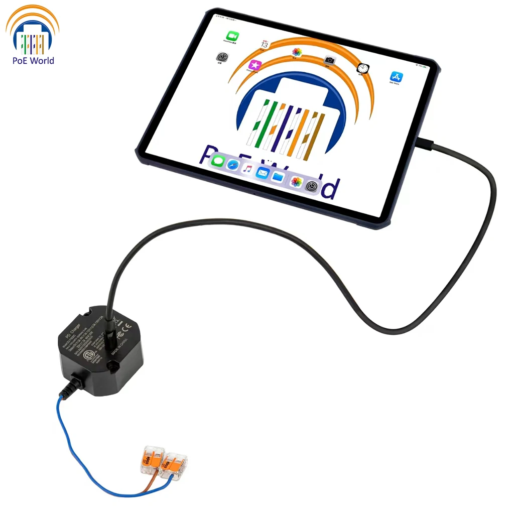 USB C Charger Flush Wall-mounted USB-C Charger 240V AC to 5V/9V/12V/15V/20V Type-C Power Supply 30W Max Output Adapter for Apple iPad Tablets