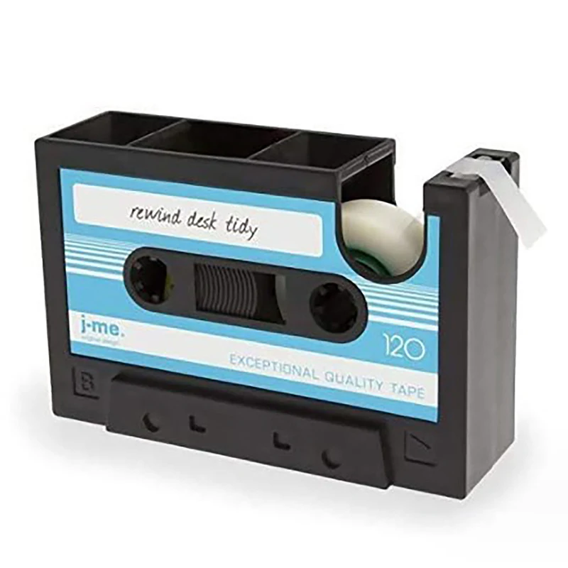 

2 In 1 Multifunctional Pen Holder Creative Office Desk Stationery Organizer Retro Cassette Tape Dispenser Pen Holder Gift
