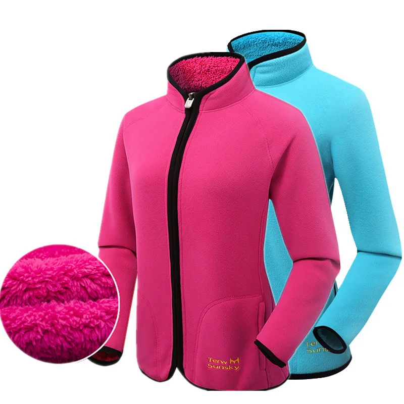

Hot Winter Outdoor Double Side Fleece Women Jacket Cold Resistance Camping Climbing Thickening Wool Female Hiking Travel Coats