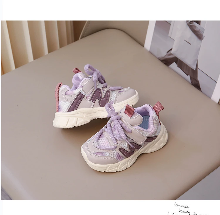 Baskets pour enfants en maille marron respirantes et légères pour garçons et filles, chaussures de tennis tendance antidérapantes et souples pour enfants et bébés_voghion.com