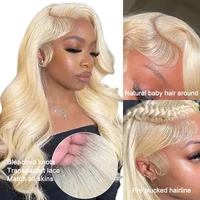 Perruques Lace Frontal HD 13x6 Blond 613, 40 pouces, Densité 180%, Pré-épilées, Perruques Lace Front Blondes 13x4 en Cheveux Humains Ondulés (Body Wave) pour Femmes, Densité 180%, Peuvent être Teintes 2