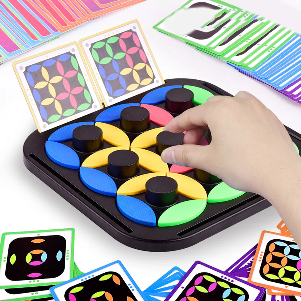 Kids Rotating Puzzle Logical Thinking Brain Teasers Board Game for Kids Age 4 5 6 7 8 Fun Intelligence Toys Tangram Table Games