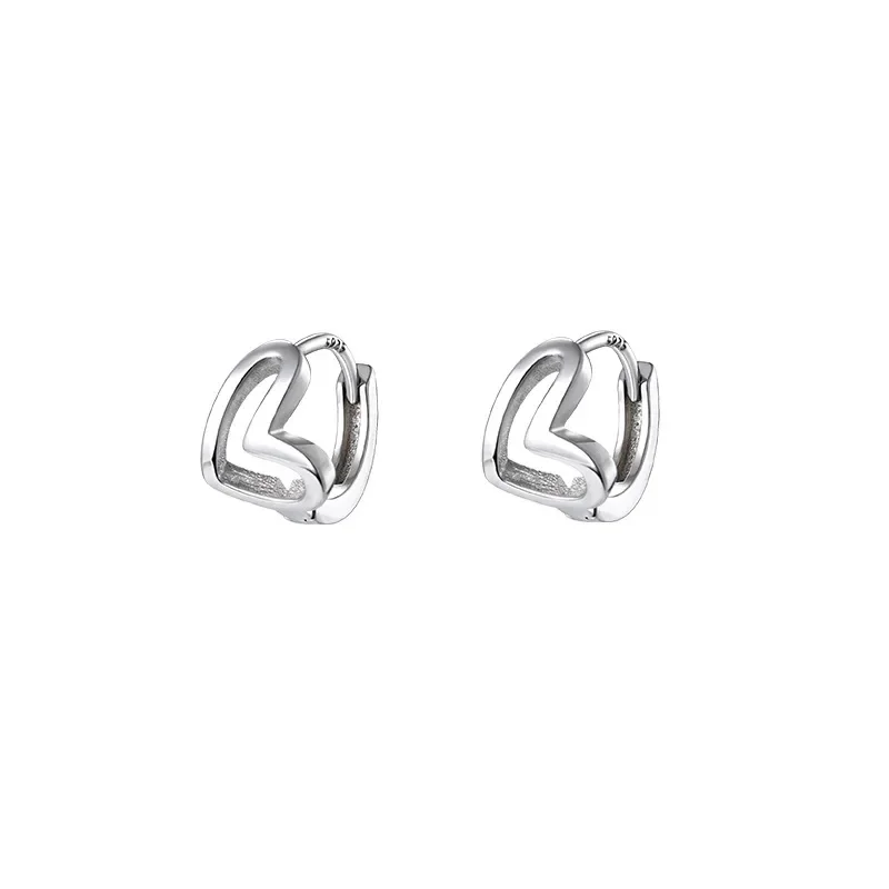 925 Sterling Silver hoop Earrings Temperament Simple Heart Jewelry for Women Wedding  Accessories 5