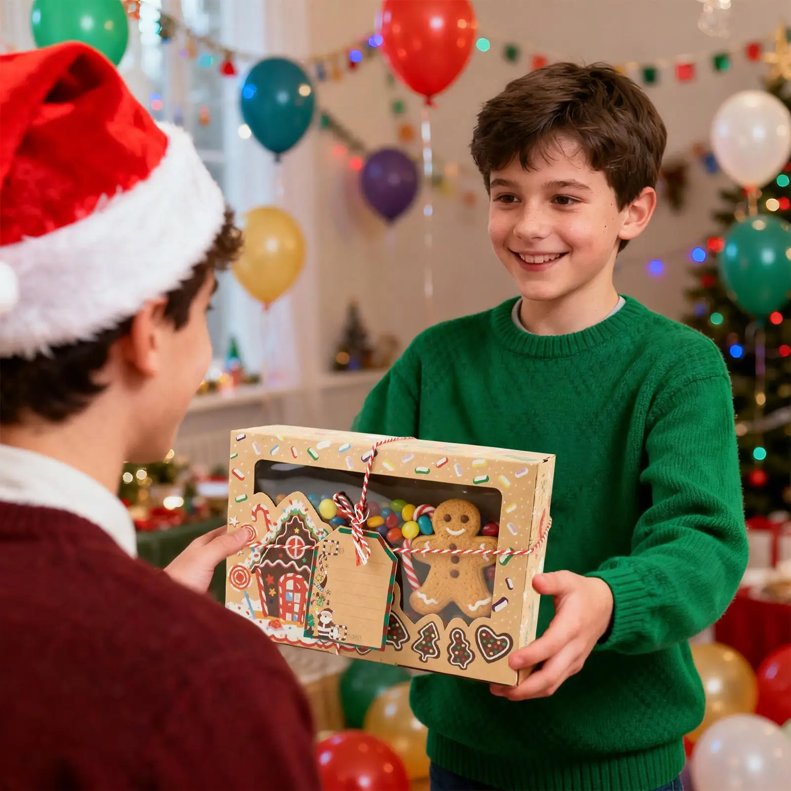 6/12Pcs Christmas Cookie Boxes with Window Candy Storage Christmas Container for Treats for Party Favor Birthday Baking Supplies