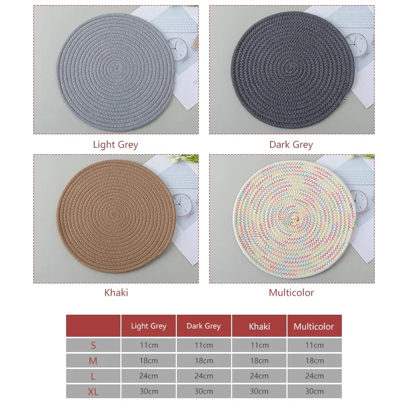 Cotton Coasters Linen Round Mats Set Insulation Coffee Pad Placemat For Dining Table Kitchen Home Decoration Accessories Mat