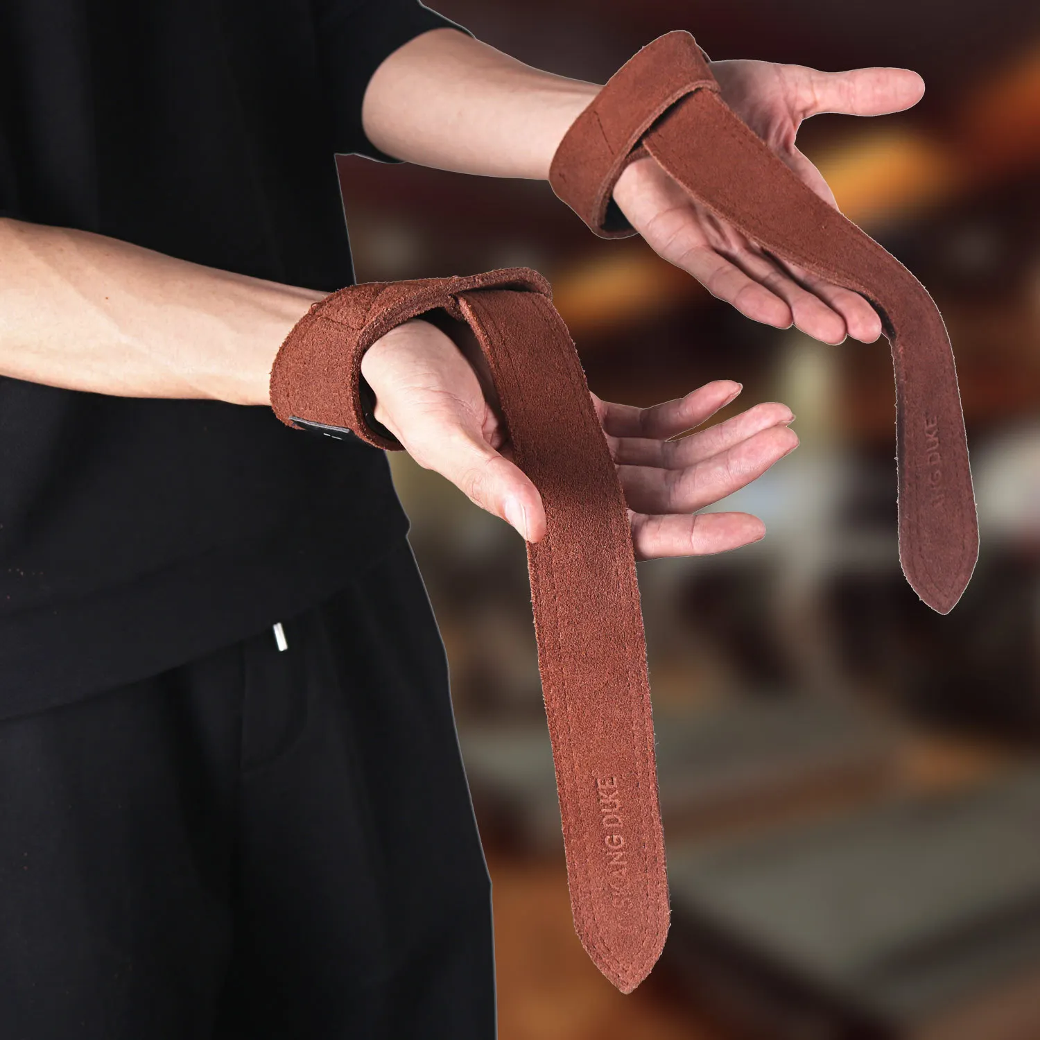 Leather Weightlifting Wrist Strap with Neoprene Cushioned Wrist Padded for Deadlifts Powerlifting Bodybuilding Strength Training 5