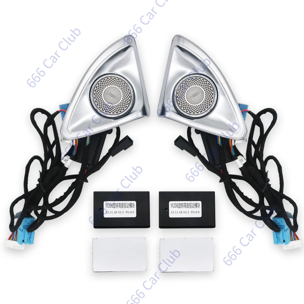 메르세데스 벤츠 2022 C 클래스 W206 C300 차량용 4D 트위터 스피커, RGB LED 앰비언트 라이트, 3D 회전 고음 경적 개조, 64 색