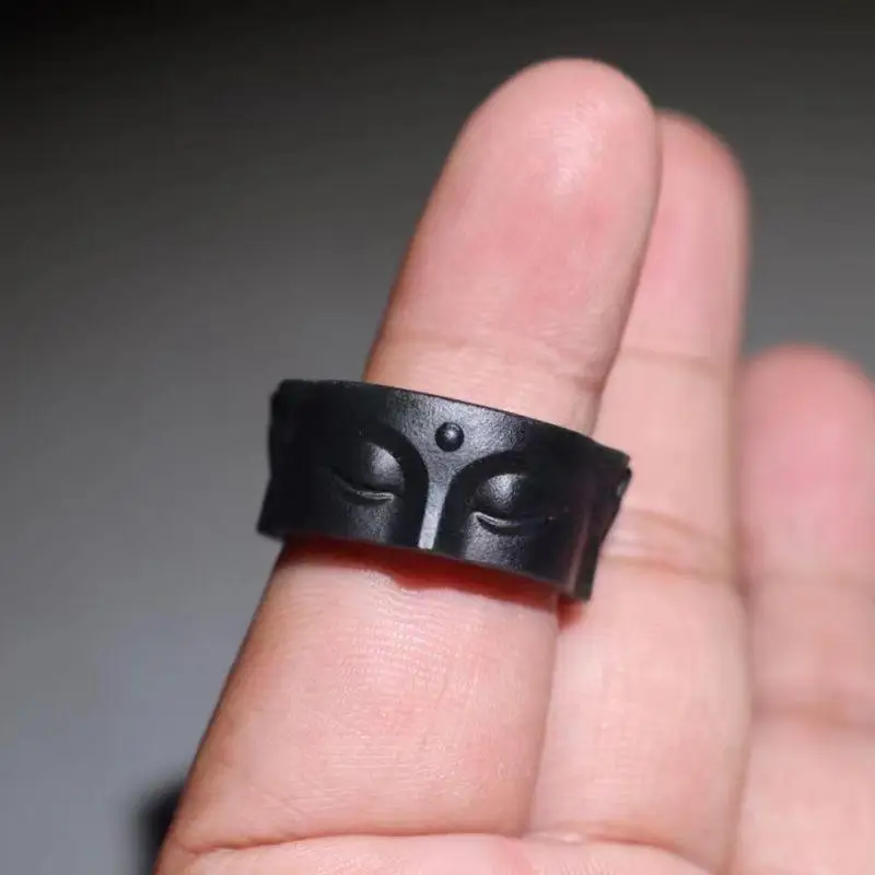 Speak No Evil Buddha Half Face Ring Buddhist Accessories Handmade Gothic Adjustable Open Ring Unisex Designer Jewelry Bless Gift
