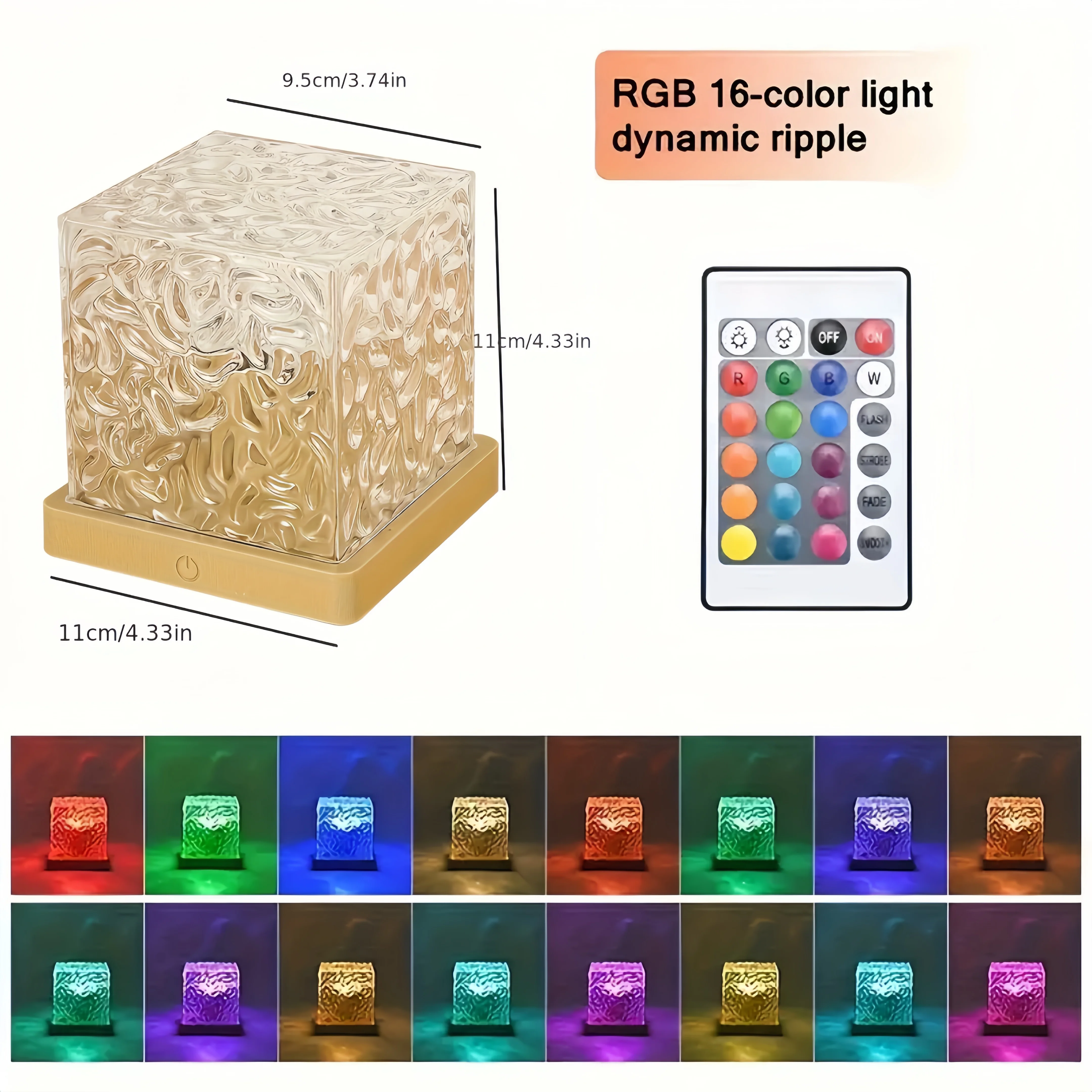 16 Colors Water Ripple Projector Dynamic Rotating LED Night Light with Remote Dimming Family Bedroom Romantic Ocean Decor Lamp 3