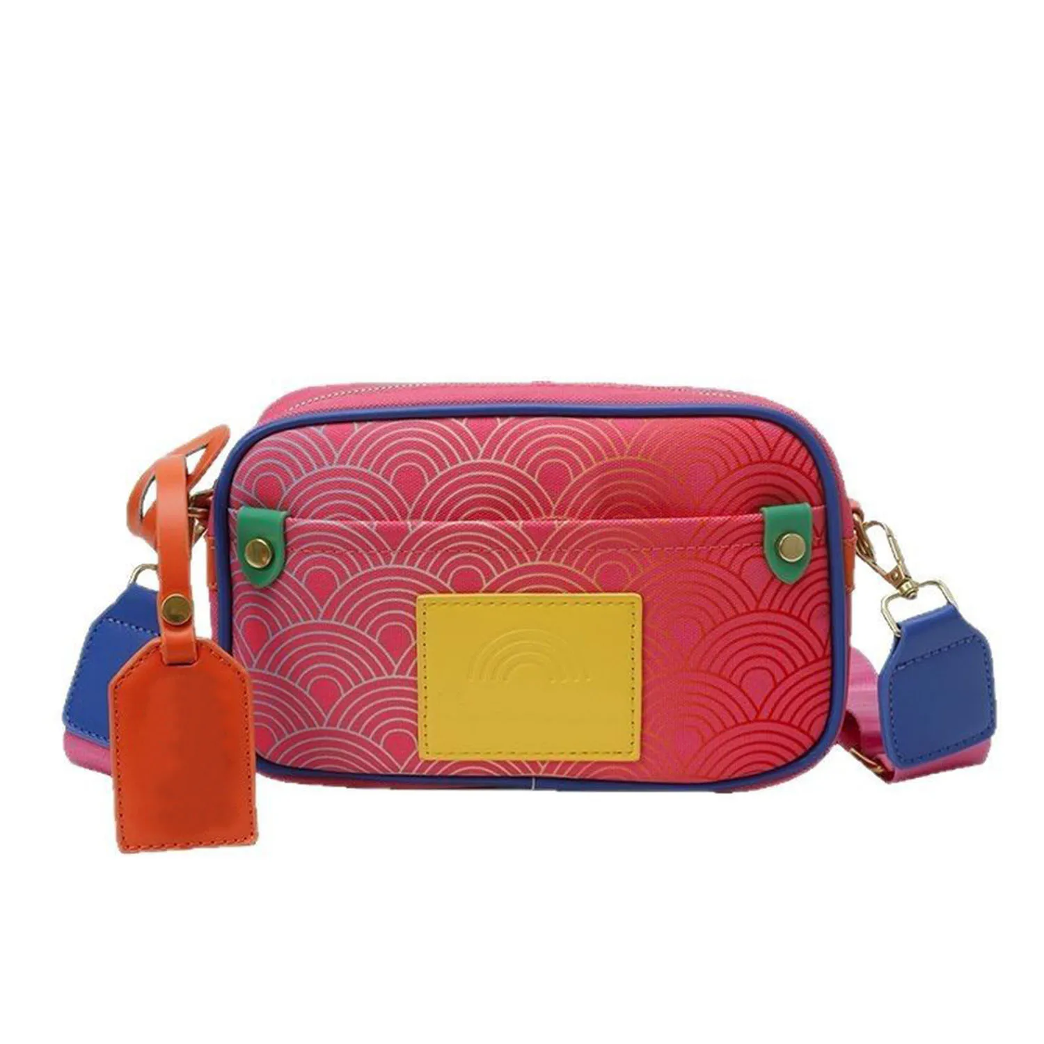 Women's K-G Camera Style Gradient Stitching Fashion Chain Bag Shoulder Bag Crossbody Ladies CrossBody Handbag