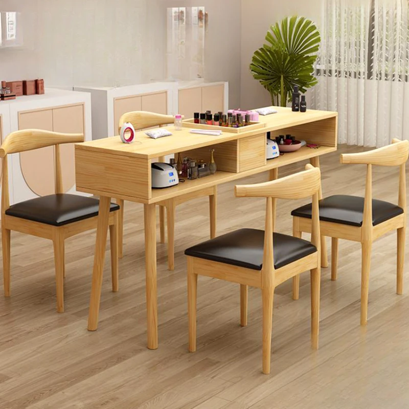 Women Reception Manicure Table Beauty Luxury Wood Simple Manicure Table Modern Fashion Schmincktisch Commercial Furniture RR50MT wood shop office manicure table beauty women luxury manicure table simple fashion schmincktisch commercial furniture rr50mt