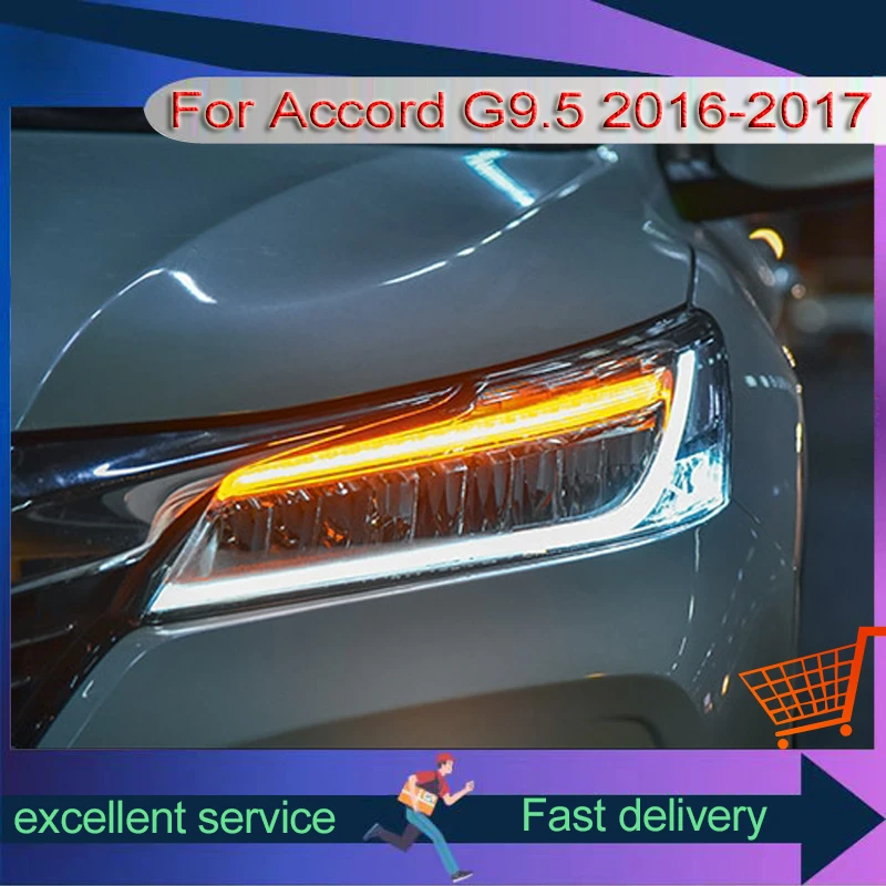 

LED Car Head Lamp For Honda Accord G9.5 2016-2017 Headlights Automotive Assembly Refit Upgrade DRL Streamer Turn Signals Lights
