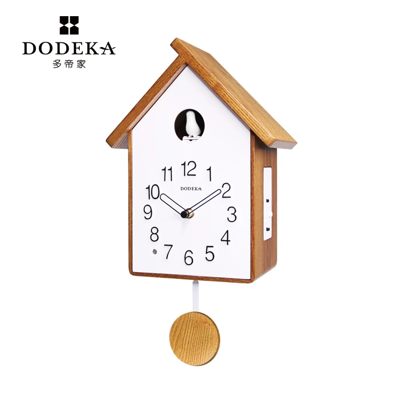 Wooden Cuckoo Birdhouse Chime Pendulum Wall Clock Style 1  