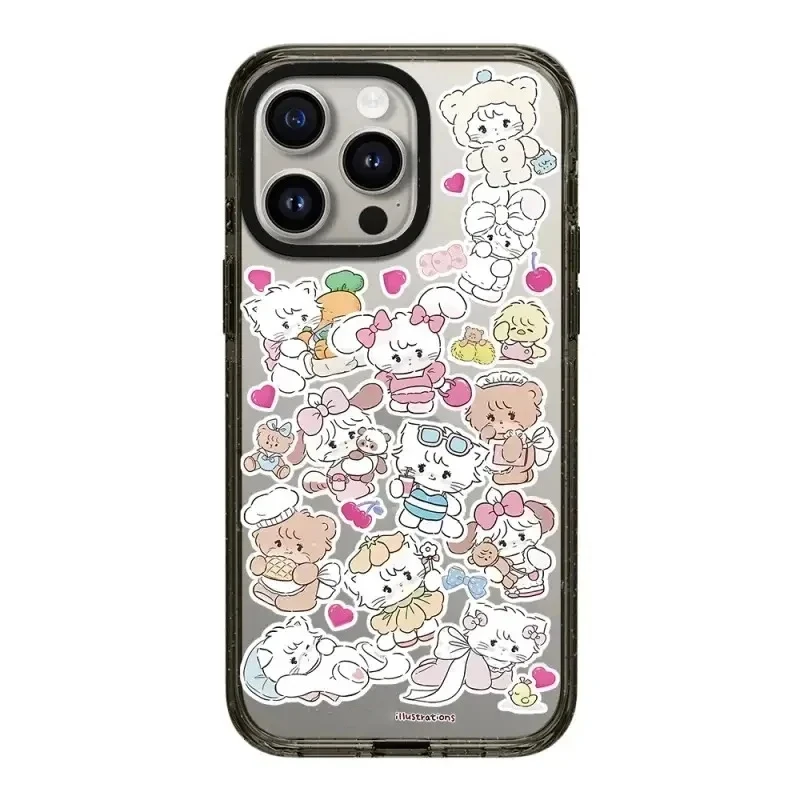 

2.5 Acrylic Cute Cat Pattern iPhone 12 13 14 15 Pro Max Protective Case