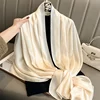 90*180cm Fashion Luxury Silk Scarf Women Solid Color Soft Smooth Scarves Head Wrap Hijab Outdoors Muffler Long Shawl Beach Towel 5