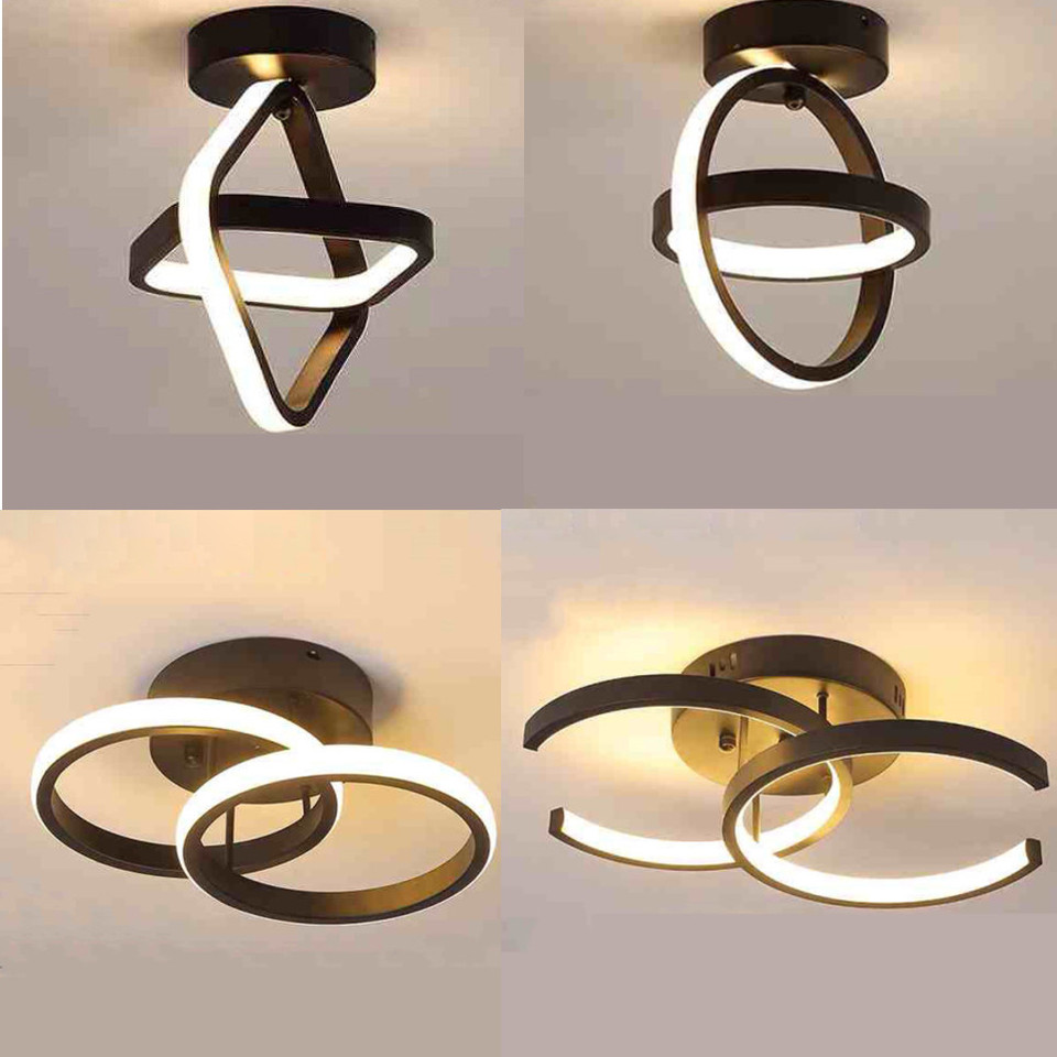 Modern LED Ceiling Light 2 Rings Creative Design Ceiling Lamp Indoor Lighting Fixtures Hallway Balcony Aisle Office Light