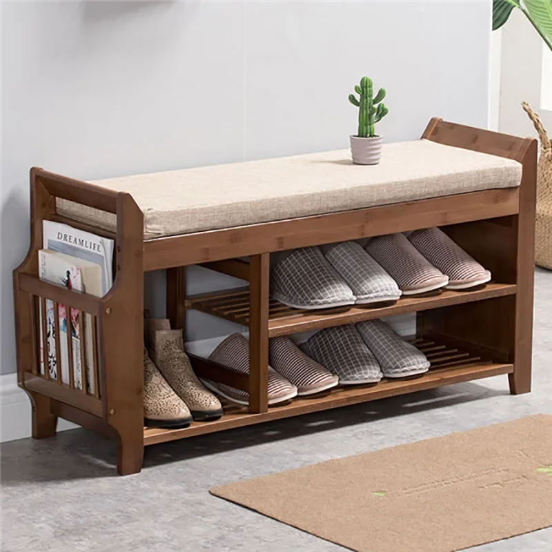 Natural Bamboo Shoe Storage Cover Wooden Cabinets Big Storage Shoe Cabinets  Multilayer Door Banco Recibidor Entryway Furniture