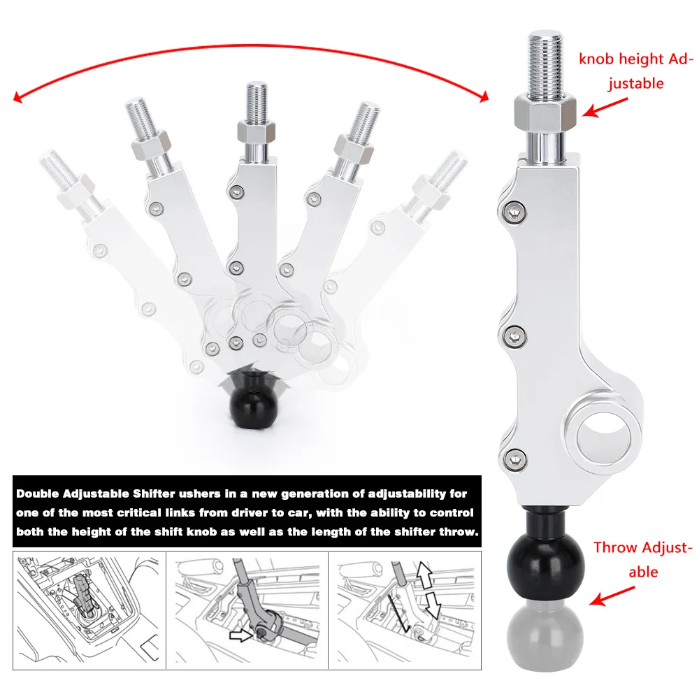 VR-For 2008-2014 Subaru WRX Legacy Outback Legacy Forester Double Adjustable Short Throw Shifter Customizable Three Bolts