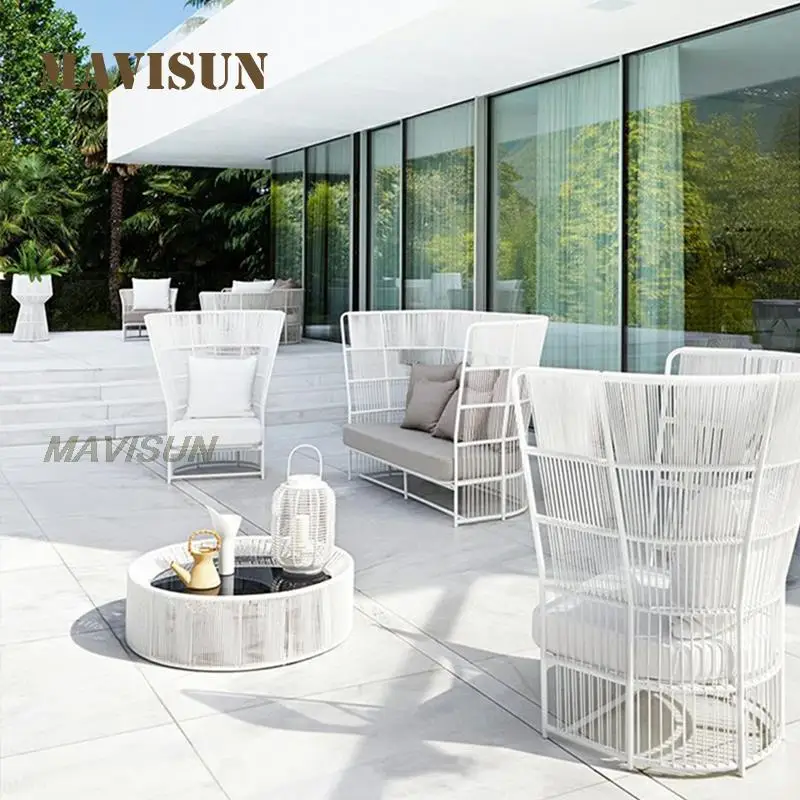 High-Back Rattan Sofa Set For Living Room Leisure Chairs With Coffee Table Outdoor Table And Chair Furniture Combination