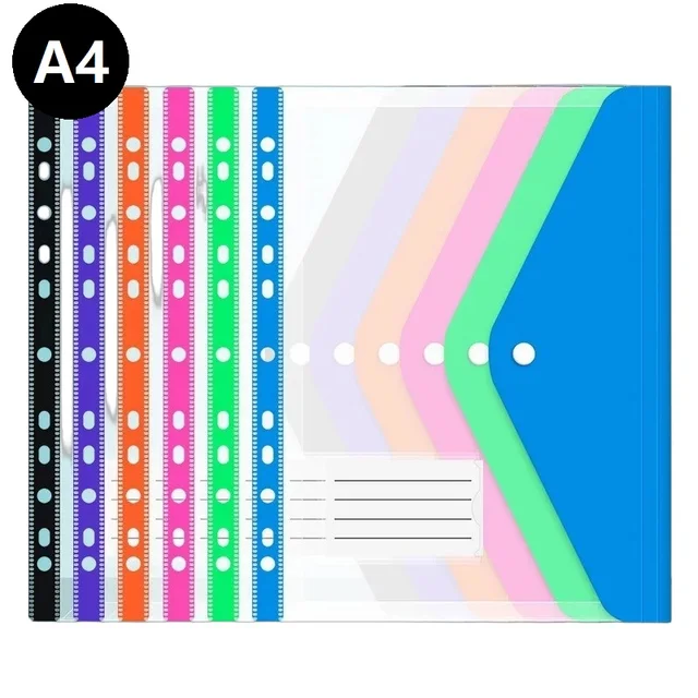 6pcs Transparent Covers Folder with Label A4 Plastic Pouch with Adhesive Snaps Document Organizer A4 for School Office WJJ07 1