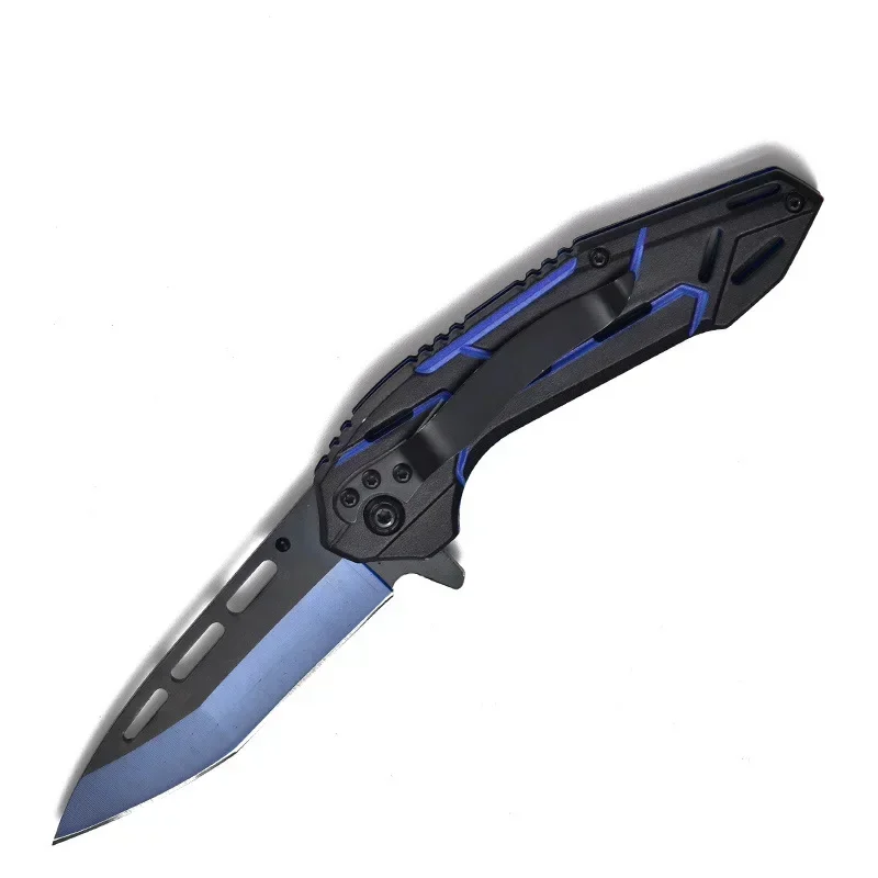 

Outdoor New K08 Blue Demon Pattern Quick Opening Folding Knife Lightweight Design Self Defense High Hardness Knife