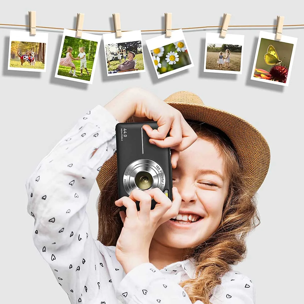 1080P Ǯ HD  ī޶,  ī޶, 2.4 ġ LCD ȭ, 16X   ī޶, ̴  ī޶, 44MP