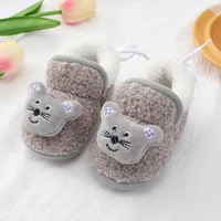 Baby Boots Cartoon Animal Winter Warm Plush Slippers Newborn Cotton Shoes Girls Soft Sole Anti-slip Toddler Indoor Home Shoes 4