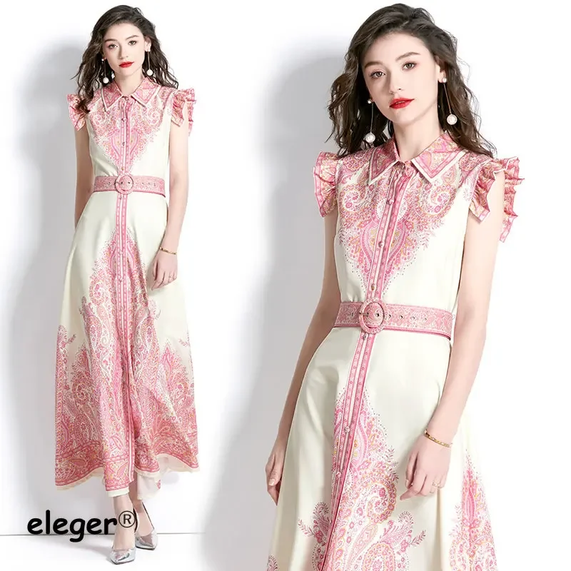 

Luxury Designer Ethnic Style Elegant Clothing Women Maxi 2023 New In Dresses Spring Summer Slim Pinted Plus Size Office Dress