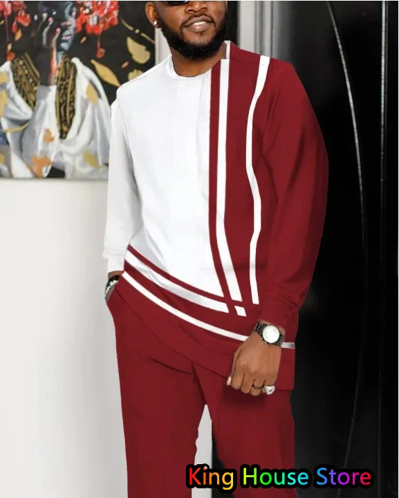 Men's Trousers Tracksuit 2 Piece Set Autumn Oversized Sportswear Short Sleeve TShirt Trousers Streetwear Men Clothing Outfit Set