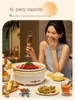 220V 5L Electric Cooker Separable Double Pot 2 Flavor Hot Pot Multi-Function Steamer Frying Pan Non-Stick Electric Pot 3