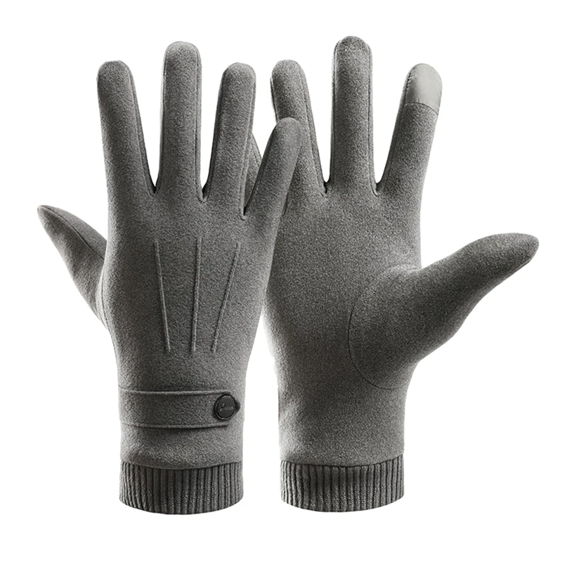 

Winter Keep Warm Touch Screen Plus Velvet Inside Suede Mens Gloves Fashion Simple Cold Protection Thicken Man Outdoor Gloves
