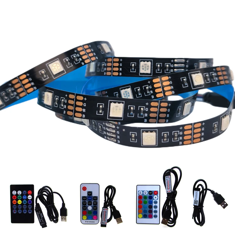 5 V Volt Usb Led Strip Light Rgb Non Impermeabile Smd 5050 5 V Led Light Usb Tape Retroilluminazione Tv 50Cm - 5M Con Telecomando