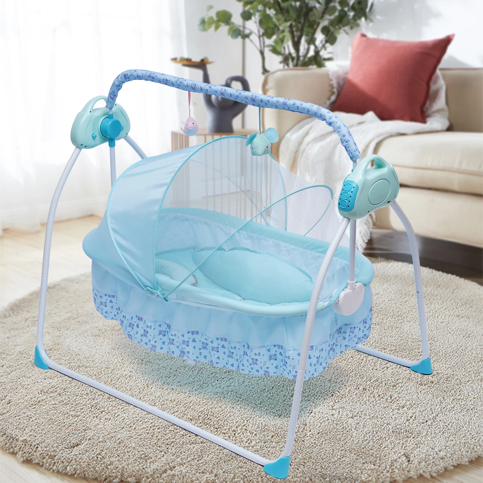 Portable Electric Baby Cradle Crib Auto-Swing Bassinet  Rocking Cot Infant Baby Sleeping Bed&Music 2