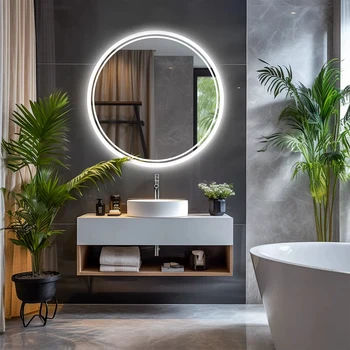 Specchio da bagno intelligente LED HD con luci Specchio da bagno retroilluminato circolare Specchio da bagno avanzato con specchio illuminato a parete 1