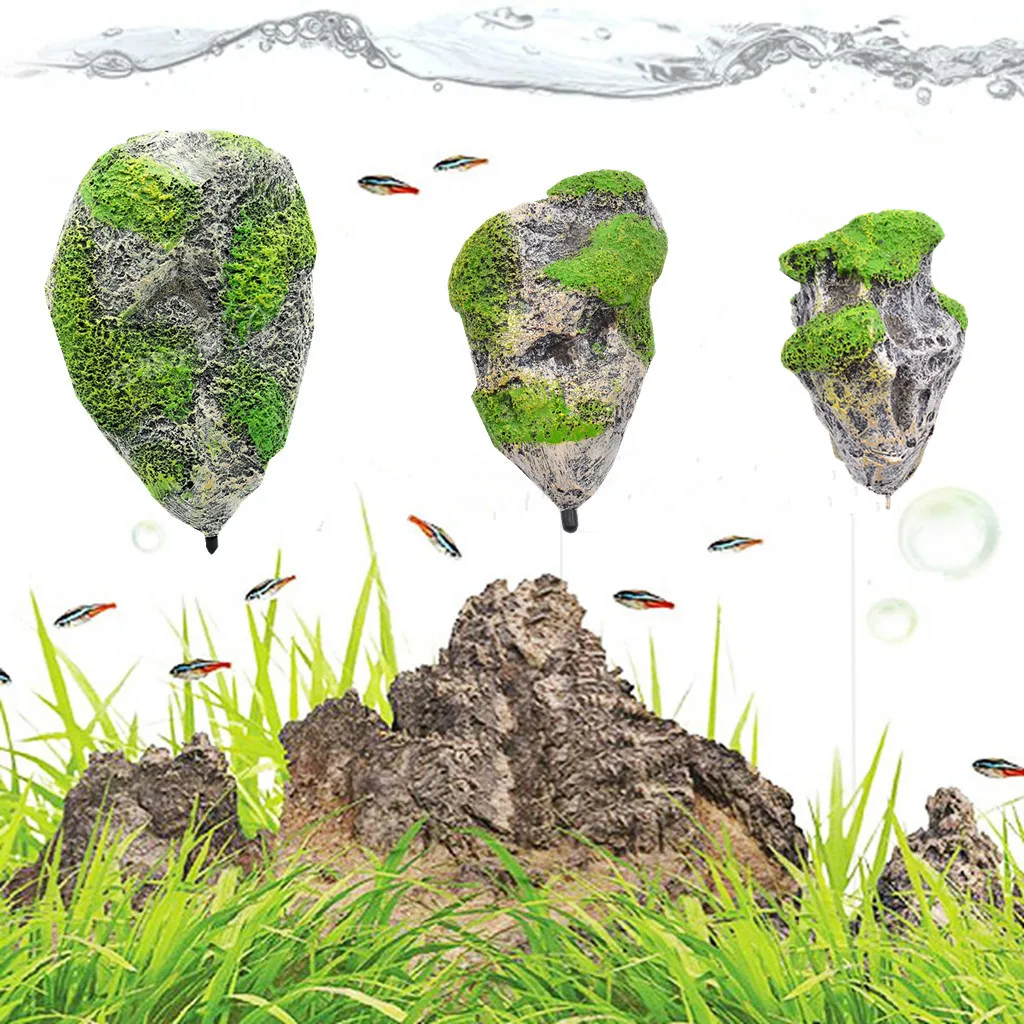 Aquarium Fish Tank Rock Suspended Stones Underwater Landscape DIY S