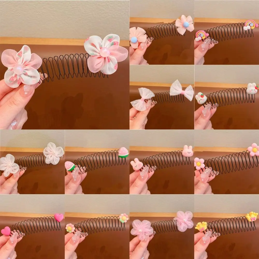 Cute Spring U Shape Hair Styling Comb Teeth Hair Wear Invisible Extra Hair Holder Flower Rainbow Girls