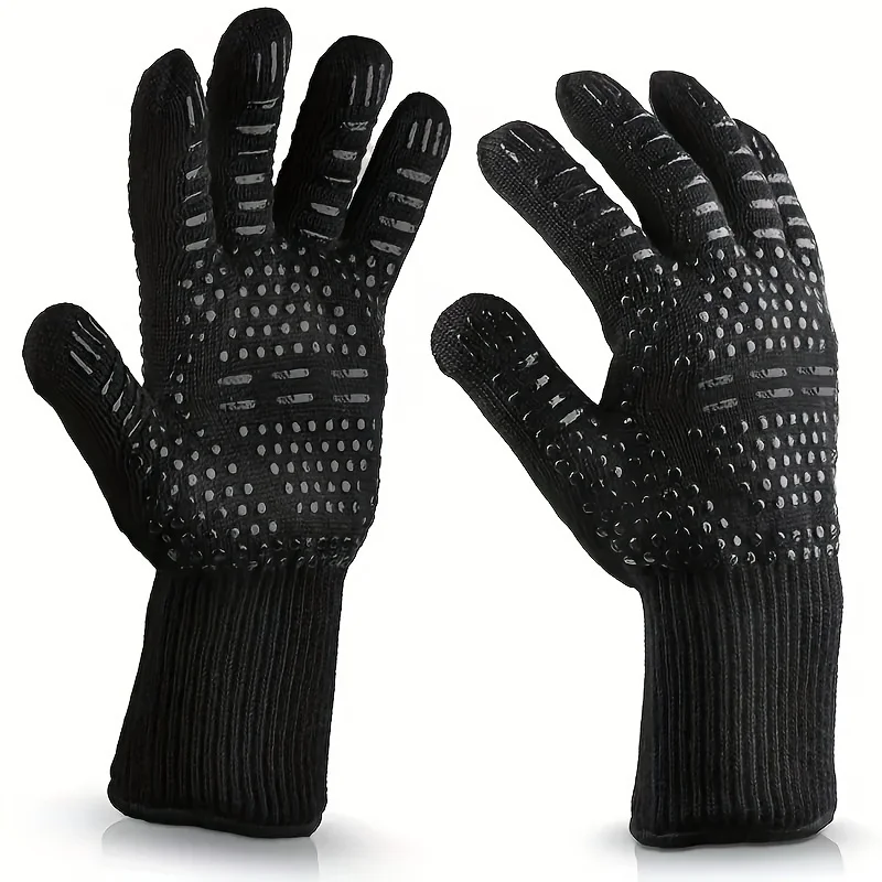 Heat Resistant Oven Gloves Silicone Non-Slip Oven Mitts Kitchen Gloves Mitts 500-800 Degrees For Grilling Cooking Baking
