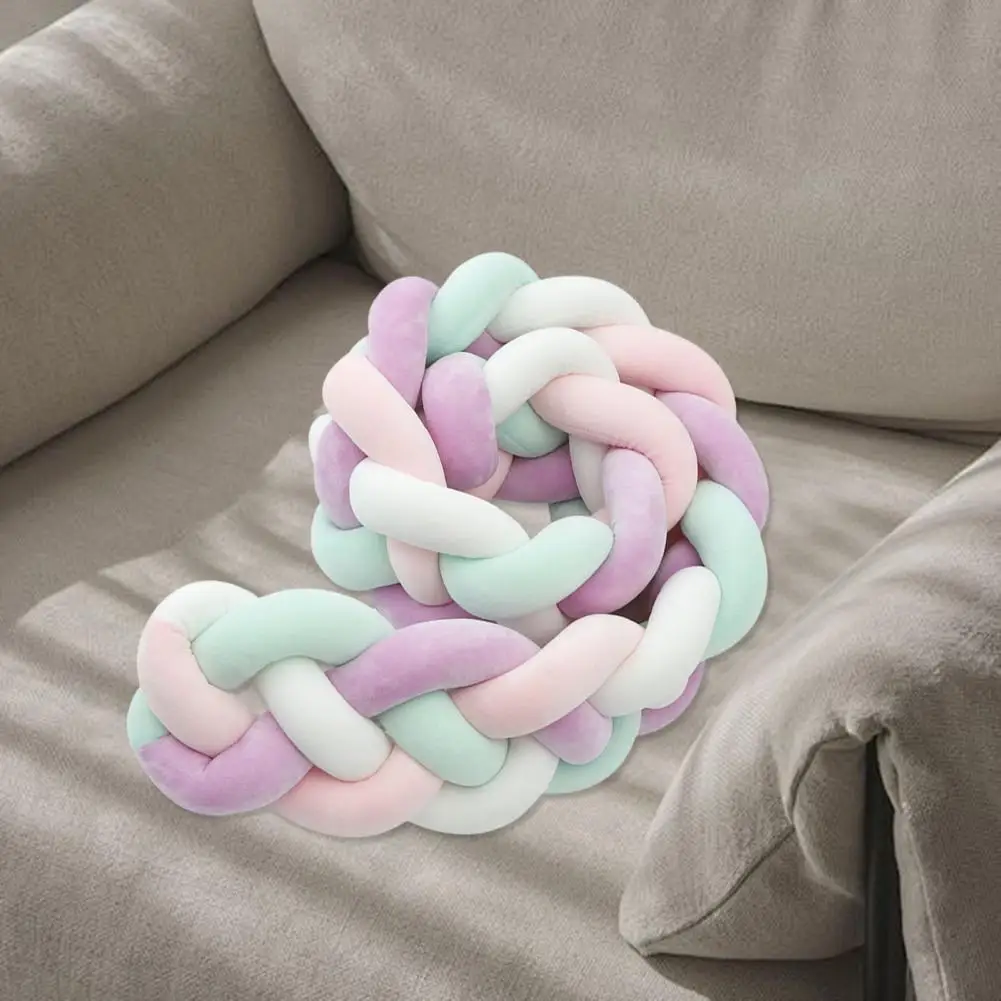 4 가닥 브레이드 디자인 트위스트 베개, 통기성 PP 면 구성 쿠션, 애완 동물 매트, 다목적 장식 소파 매듭 소파 베개, 1m, 2m 