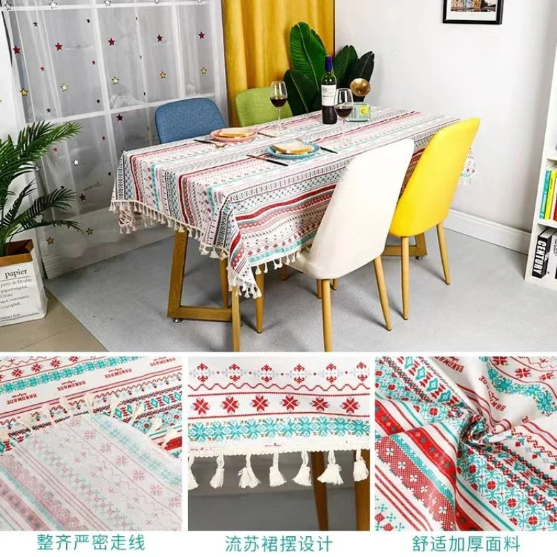 

Retro Style Bohemian Printing Cotton and Linen Dining Table Fabrics Tea Table Fabrics Rectangular Tablecloths