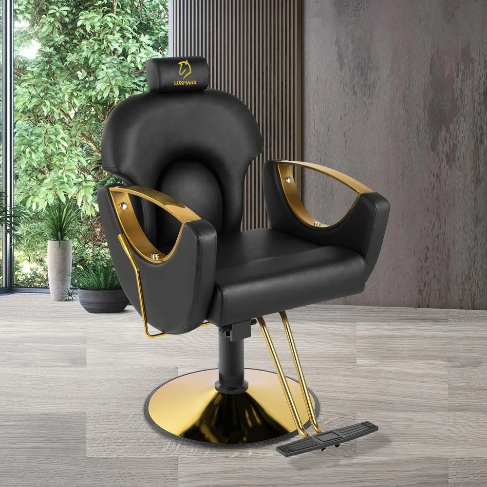 

LUXMARS Hydraulic Barber Chair, Salon Chair 360 Degrees Rolling Swivel Hair Styling Chair, Adjustable Height Hair Stylist