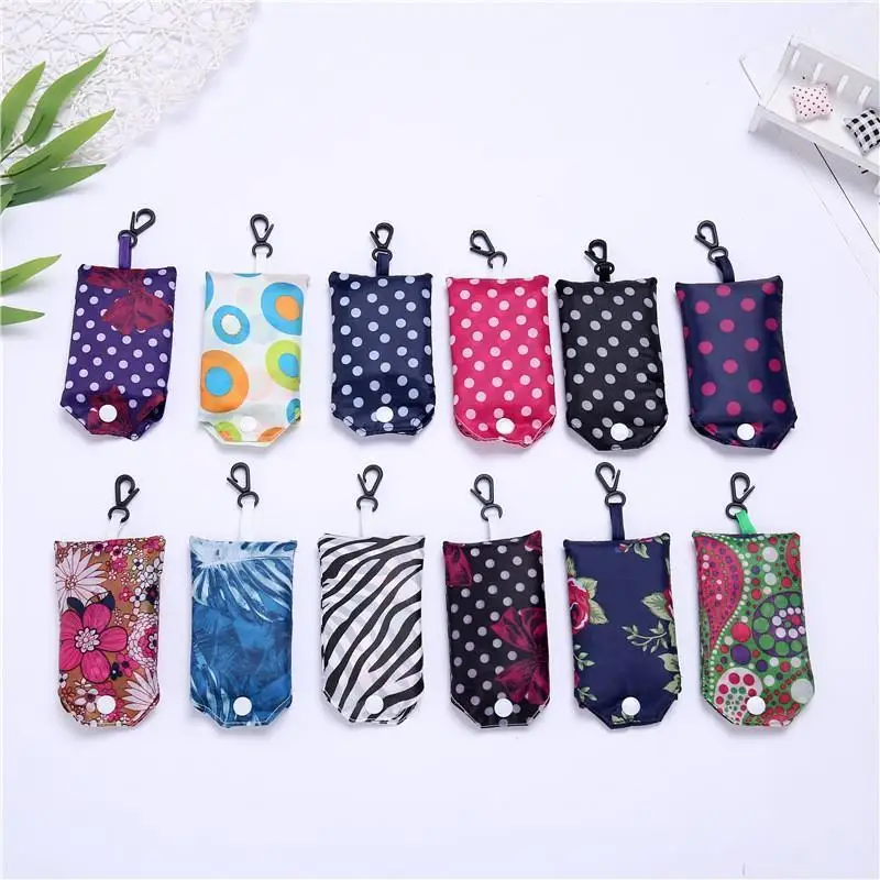 Creative Printed Polyester Organizer Bag Fashionable Recyclable Travel Foldable Reusable Eco Friendly Shopping (Color Random)