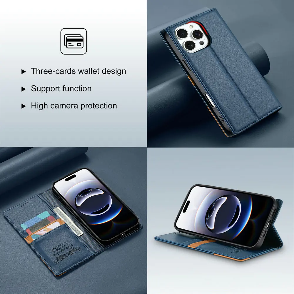 Premium RFID Leather Wallet Flip Case - Stylish Protective Cover